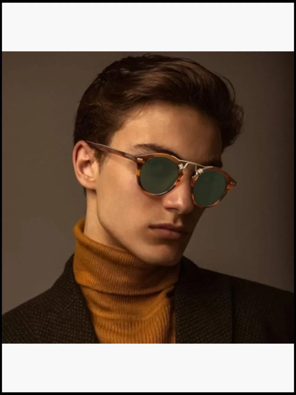 Retro Round Double Bridge Polarized Sunglasses Men Acetate UV Protection